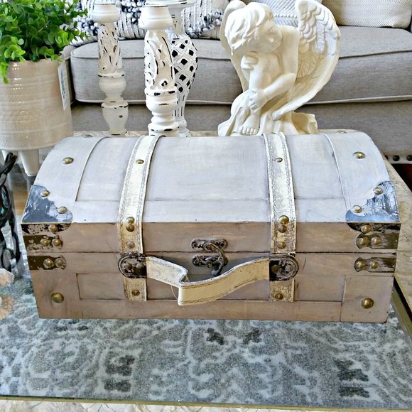 Boutique Other - NEW! DISTRESSED Vintage INSPIRED Wood TRUNK